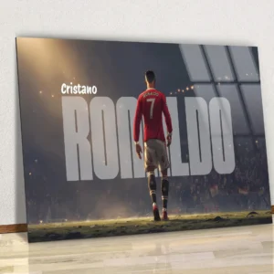 Affiche d’art mural Cristiano Ronaldo – impression sur plaque aluminium brillante.